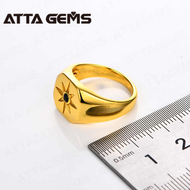 ATTA S925 Silver Black Spinel Wedding Rings 
