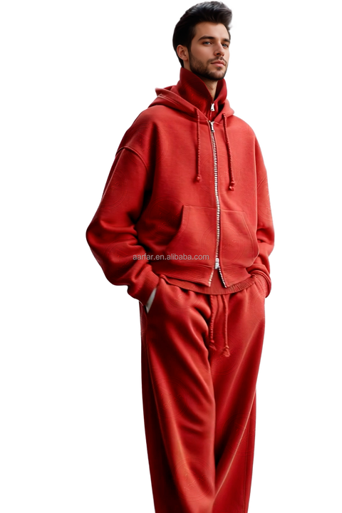 Blank Men's Zipper-up Sweatshirt Set .. سويت شيرت رجالي سادة بسحاب