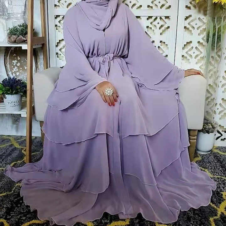 عباية سودا  شيفون سادة مفتوحة