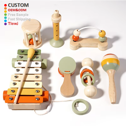 New Product CE - Multifunctional Montessori Wooden Rattle Toy. 