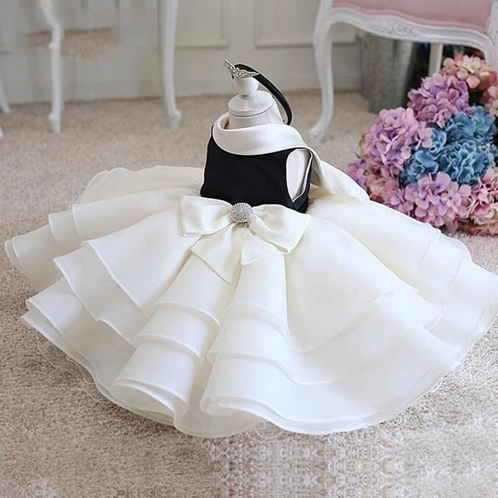 Dresses Birthday Party Gown- فستان سهرة للأطفال بدون أكمام مع فيونكات -