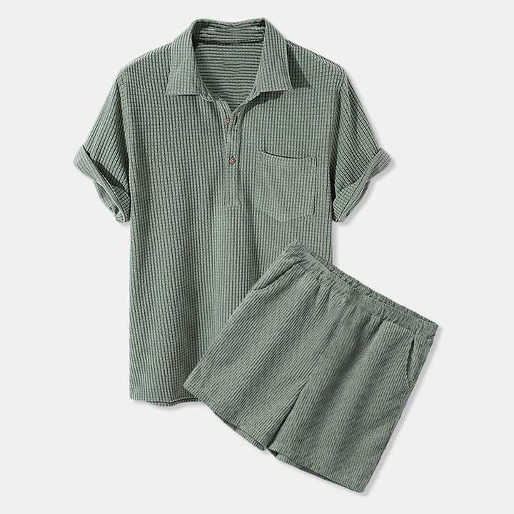 Men's 2 Piece Summer Polo Suit Short 