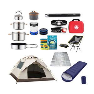 Outdoor Kitchen Set Camping Equipment Portable Folding Gear Travel Camping Kit with First Aid Kit 