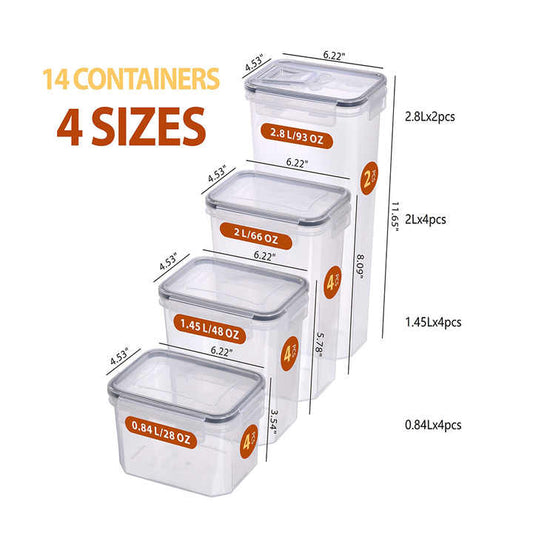 14 ادوات مطبخ منزلية بلاستيكية منظم أشياء متعددة حاوية تخزين طعام العدس مخزن مخزن 14pcs Plastic Household Kitchen Tools Organizer Multi-purpose Food Storage Container Lentils Pantry Storage