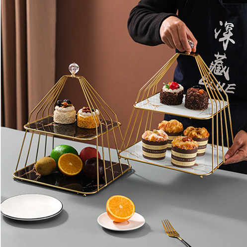 Home Supplies Racks Chinese Cake Kitchen Snack Fruit Storage Rack Marble 
