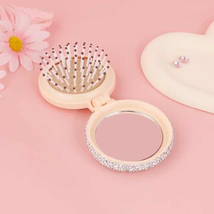 Diamond Sparkling Folding Travel-فرشاة شعر سفر قابلة