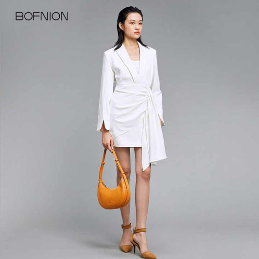 حقيبة هلال عالية الجودة بتصميم مصمم من الطبقة الأولى من جلد البقر