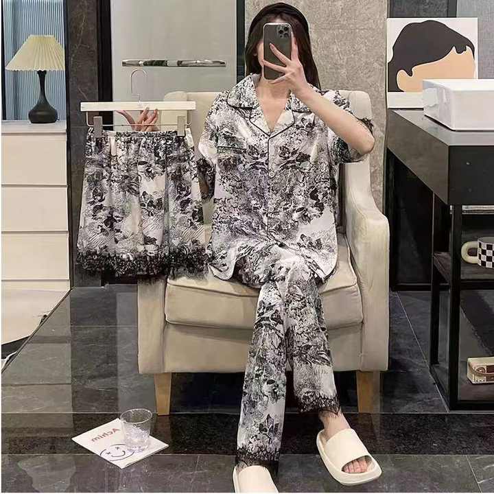 Women's Summer Short-Sleeved Pants Three-Piece Suit 