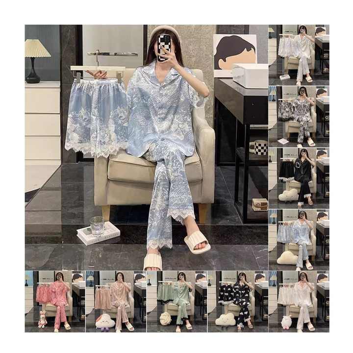 Women's Summer Short-Sleeved Pants Three-Piece Suit 