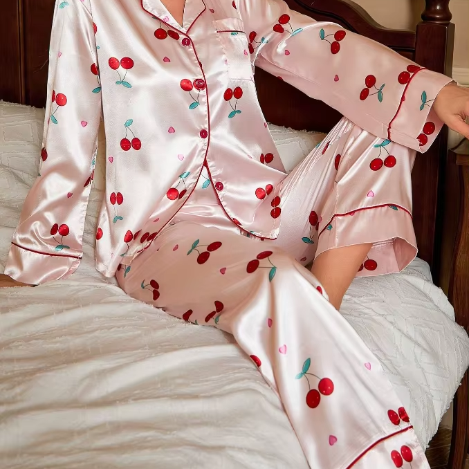 High quality sweet ladies cute cherry print 