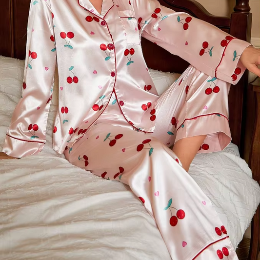 High quality sweet ladies cute cherry print 