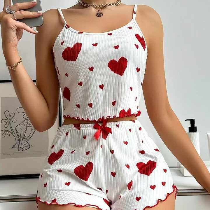 Heart Print Pajama Set 