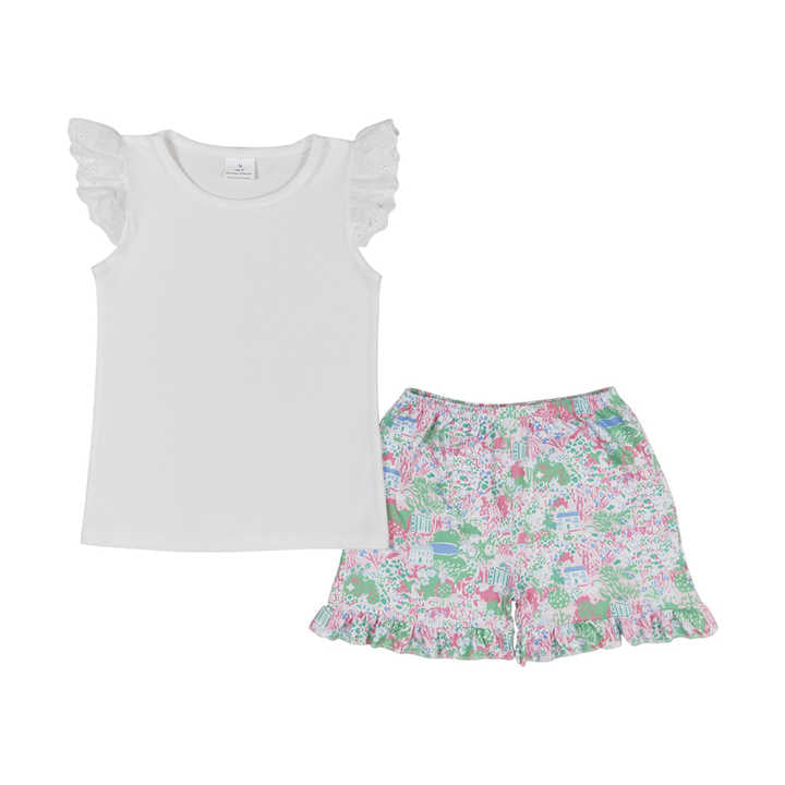Clothing Kids Newborn Girl Outfits-  طقم مكون من قطعتين للأطفال حديثي الولادة