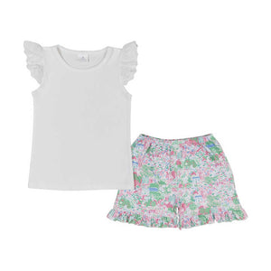 Clothing Kids Newborn Girl Outfits-  طقم مكون من قطعتين للأطفال حديثي الولادة