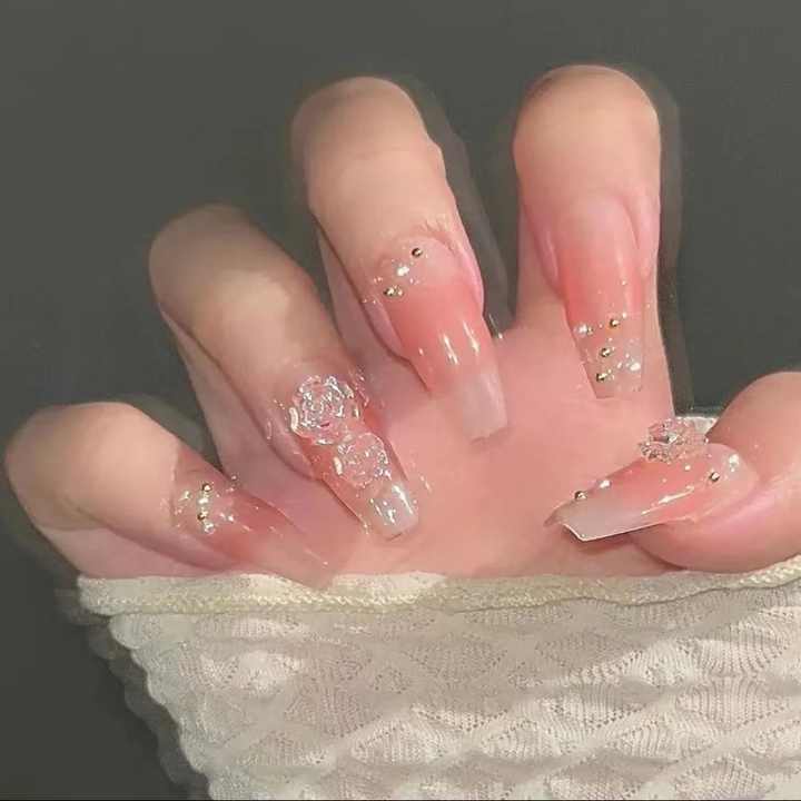 Design #337 Hand Painted False Artificial Nails 
