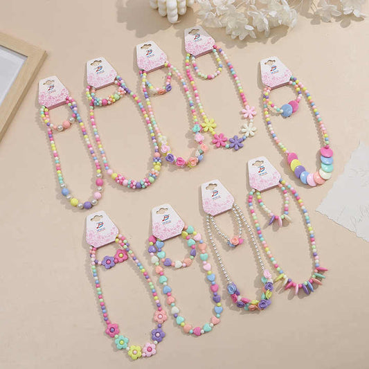 Cartoon Flowers Girls Toy Jewelry Set-مجموعة مجوهرات