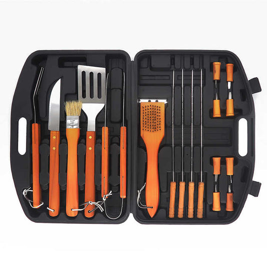 Professional Stainless Steel Grill Set, 17 Piece Professional Stainless Steel BBQ Grill Set for Outdoor Barbecue and Grilling, Stainless Steel Grill Set, Outdoor BBQ Supplies, 17 Piece Set, Stainless Steel Grill Set، طقم شواء من الفولاذ المقاوم للصدأ