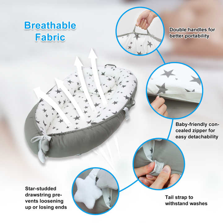 Baby Sleeping Nest Bed Portable Cotton-سرير نوم للأطفال