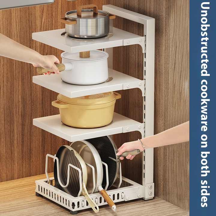 Multifunctional Metal Kitchen Storage Rack Home Organizer Cookware Stove Top Storage Shelves Cabinetرف تخزين معدني متعدد الوظائف للمطبخ منظم منزلي لأدوات الطهي موقد متعدد الطبقات خزانة أرفف تخزين علوي