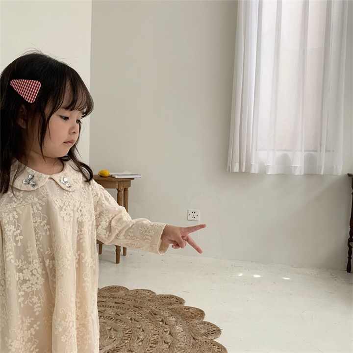 Girls' Dresses Autumn Kids Lapel Lace- بنات خريف جديد للأطفال