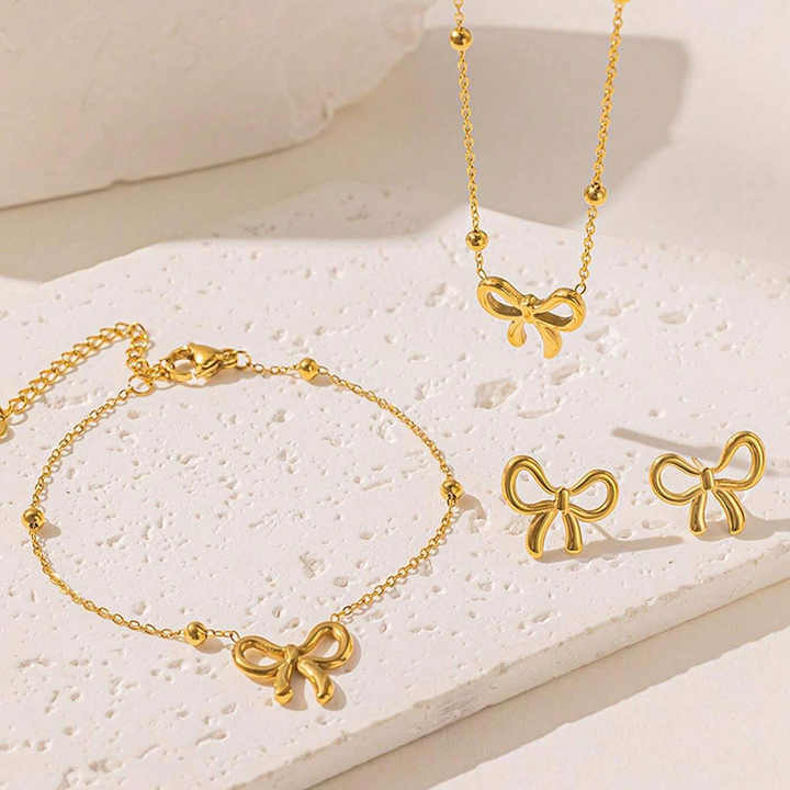 Bowknot Necklace, Earrings and Bracelet Set