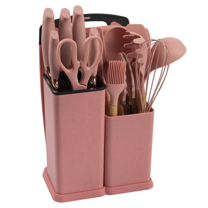 19-piece silicone kitchen utensils with 