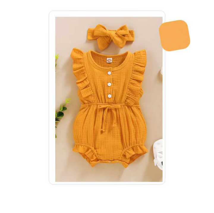رومبير صيفي للبنات حديثي الولادة - Summer Girl Bubble Ruffle Rompers