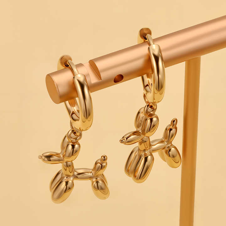Cute 18K Gold Plated Stainless Steel-أقراط على شكل كلب