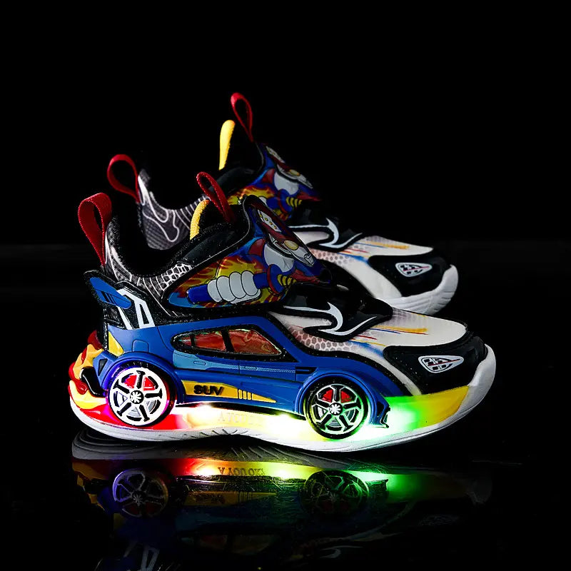 Unique Design Cool Kids Led Light Running Basket Walking Shoes Boys Black Sneakers With Wheels For Teenage Boys 