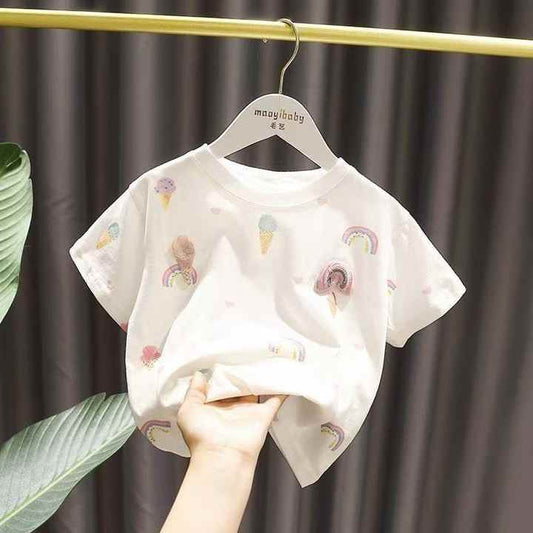 Cute and Soft Baby Skin Friendly Top-تي شيرت بناتي رقيق بأكمام قصيرة