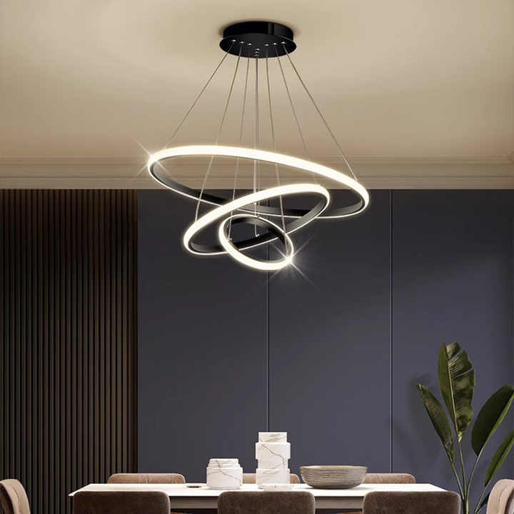 Luxury Decor Round Pendant Light for Living Room 3 Rings 