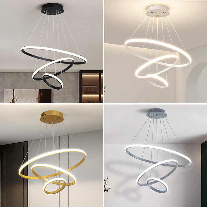 Luxury Decor Round Pendant Light for Living Room 3 Rings 
