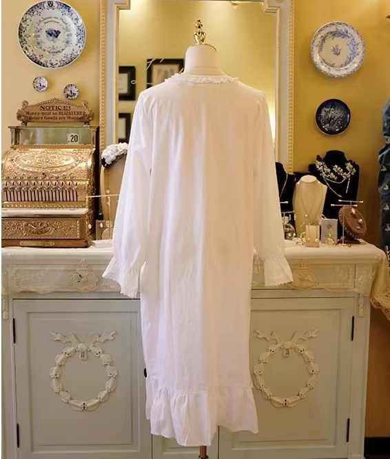 Women's white cotton nightgown
