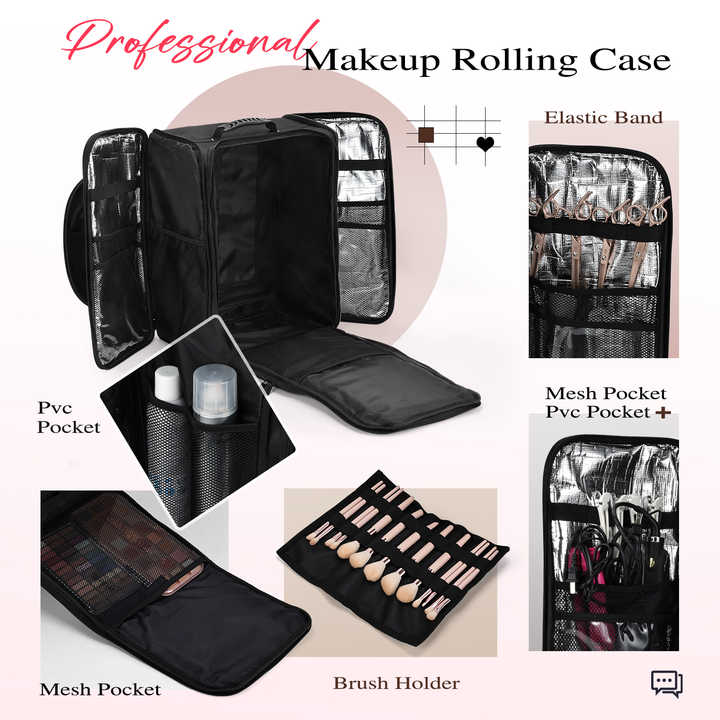 New Design Side Open Wheeled Makeup Bag 