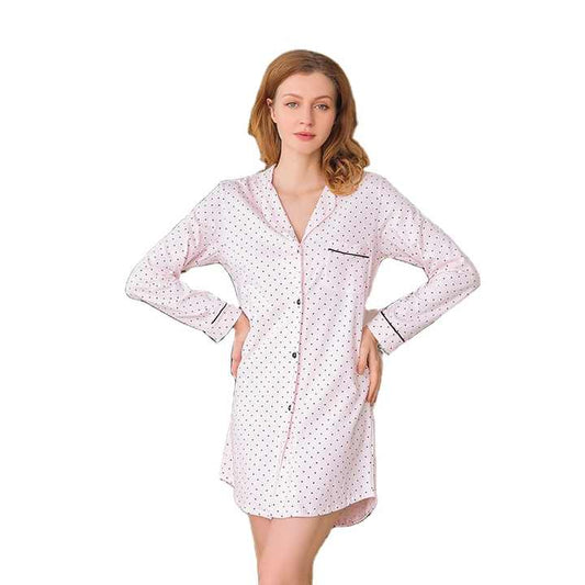 Buttons Night Gown فستان نوم قطني للنساء