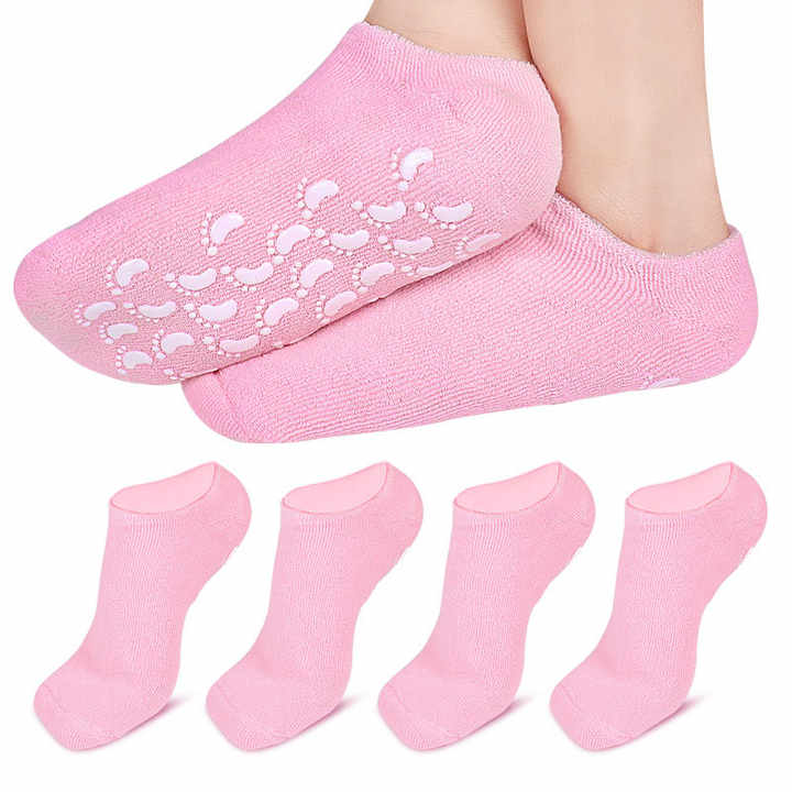 Moisturizing Silicone Gel Heel Socks for Hard Dry Cracked Skin Open Toe Recovery Socks Day Night Care 
