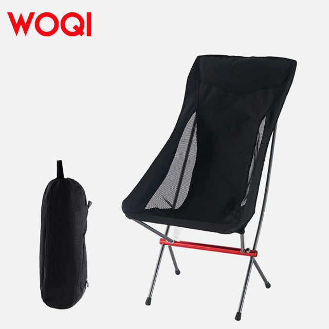 WOQI Wholesale Custom Folding High Back Cushion Camping Chair with Cushions and Adjustable Backrest 