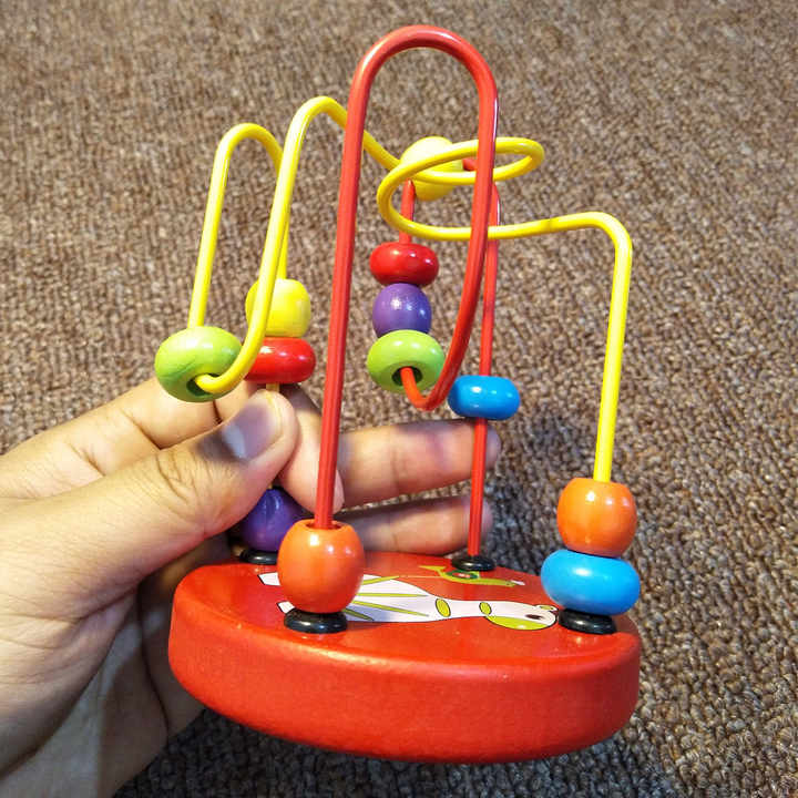 Colorful Baby Wooden Mini Around Beads Wire Maze Math Toys Children Kids Baby Educational Toy 