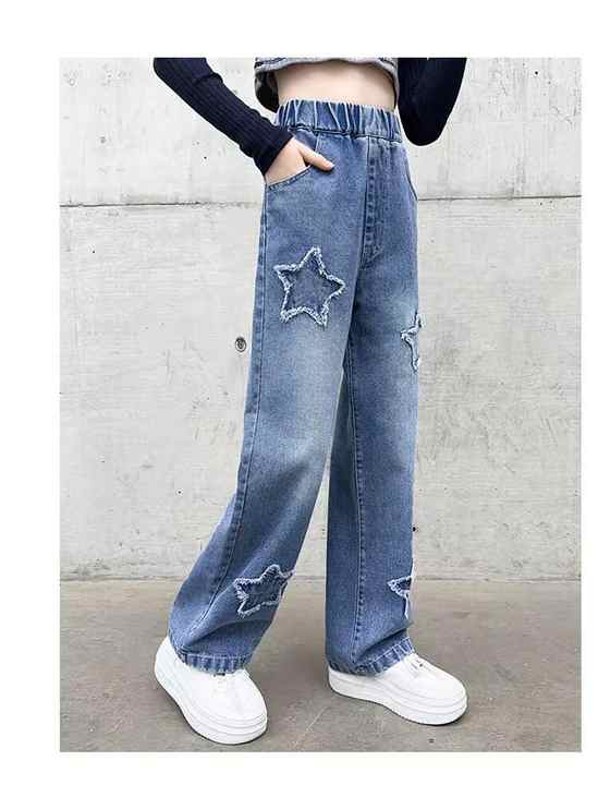 Girls Clothing Girl Baggy Jeans- ملابس أطفال بنطلون واسع الساق