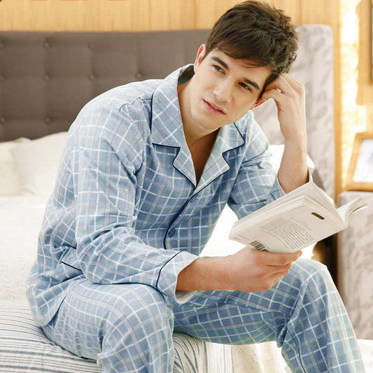 طقم بيجامة رجالي بياقة مقلوبة, طقم بيجامة