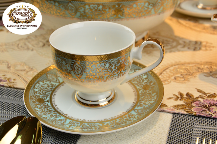 Set Luxury Style Bone China Tea Cup Set-  طقم شاي كاروسا عالي الجودة