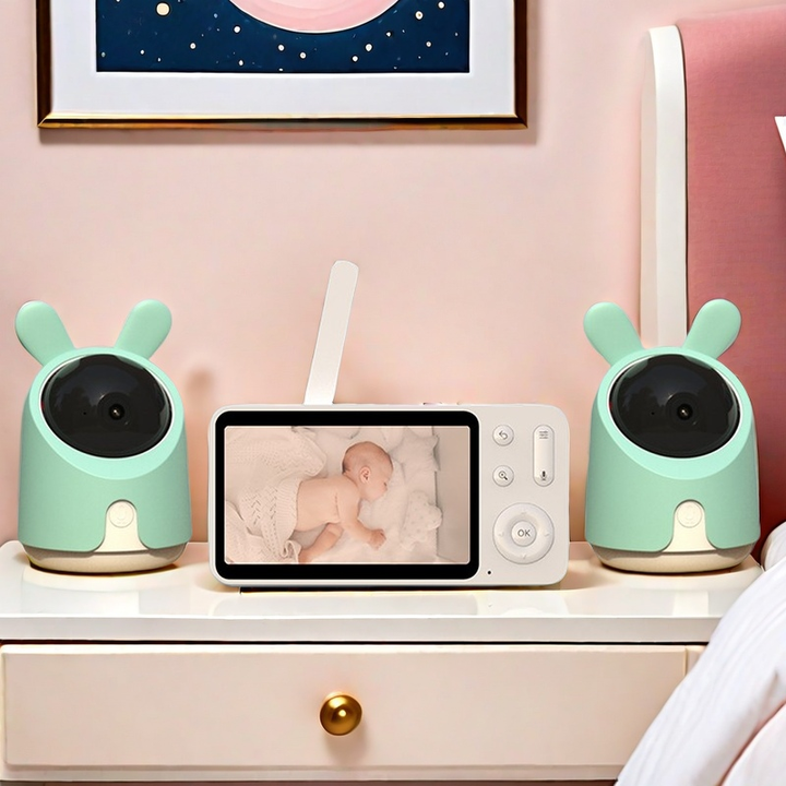 Wireless WiFi Baby Monitor with Two-Way Audio, Night Vision, Built-in Cry Feeding Reminder, Convenient and Powerful GHz 