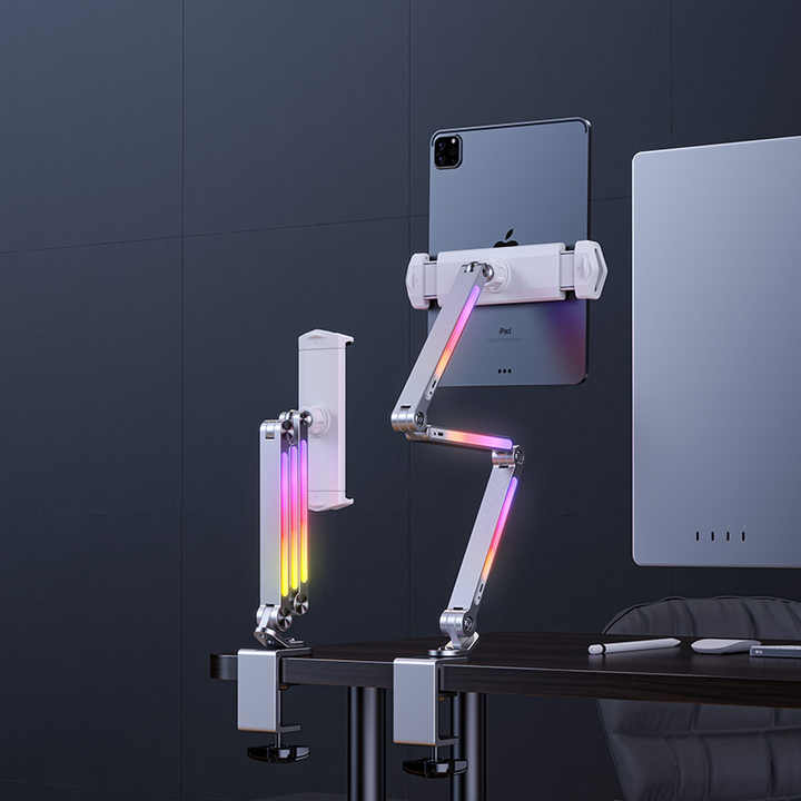 Aluminum Long Arm Desktop Mount Holder Clamp-On 