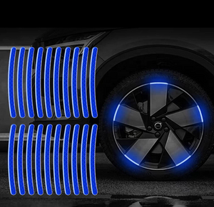 ملصق حافة عاكسة زرقاء للسيارة دراجة نارية أمان . Blue Reflective Rim Sticker for Car Motorcycle Safety