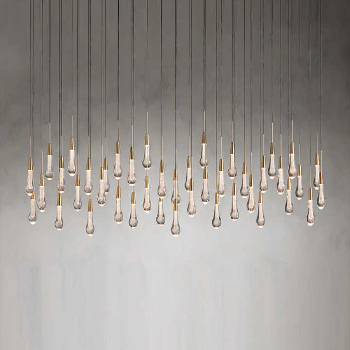 Creative copper raindrop chandelier 