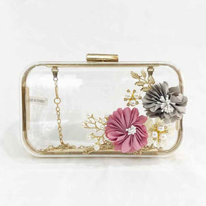 Clear Acrylic Floral Handbags and Purses for Women 