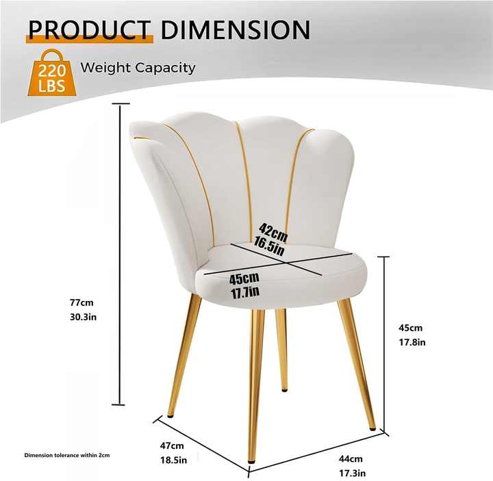 Fornowell Modern Upholstered Chair, Velvet Fabric Chair, Modern Kitchen Dining Chair with Medium Back with Gold Legs 