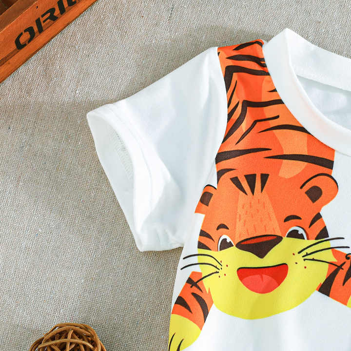 مجموعة ملابس الأطفال للأولاد الصيف الجديدة . New Summer Baby Boys Clothing Set Toddler Boys Tiger
