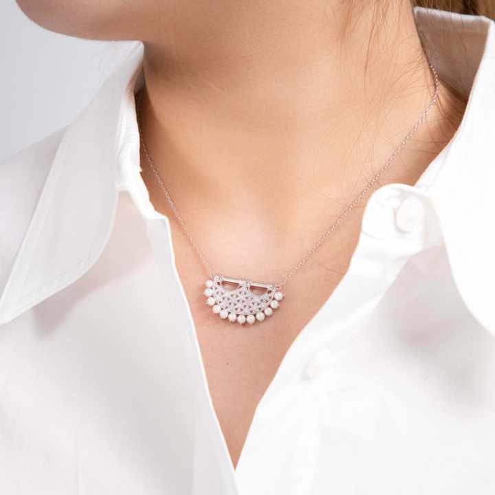 Attractive Style Islamic Jewelry Set Zircon Pearl Earrings and Necklace Fashion Jewelry Sets 