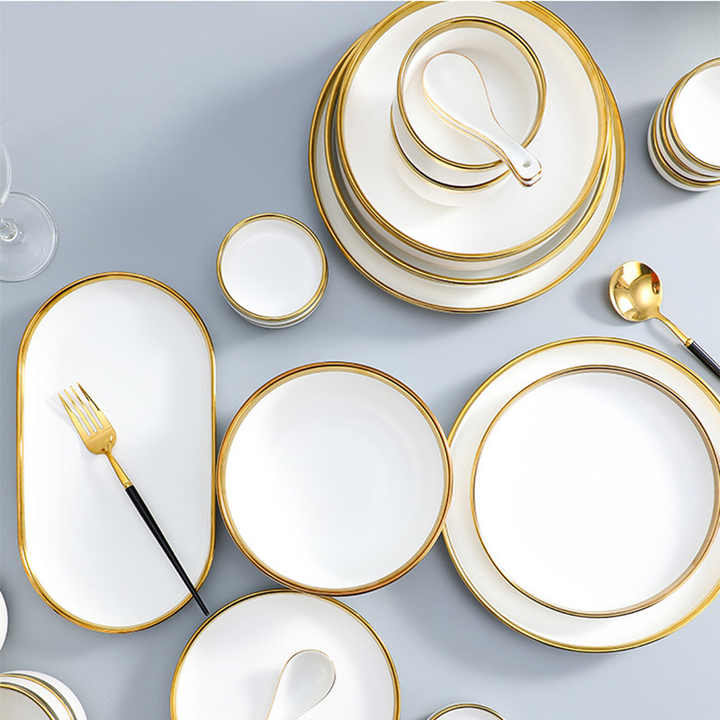 Luxury ceramic dinnerware serving dishes for restaurant ceramic  أواني منزلية أطباق تقديم طعام خزفية فاخرة للمطعم سيراميك